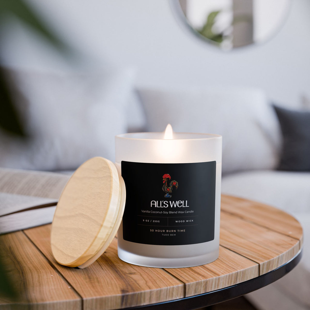 Tudo Bem Premium Wood Wick Candle - Hand Poured Coconut-Soy Wax