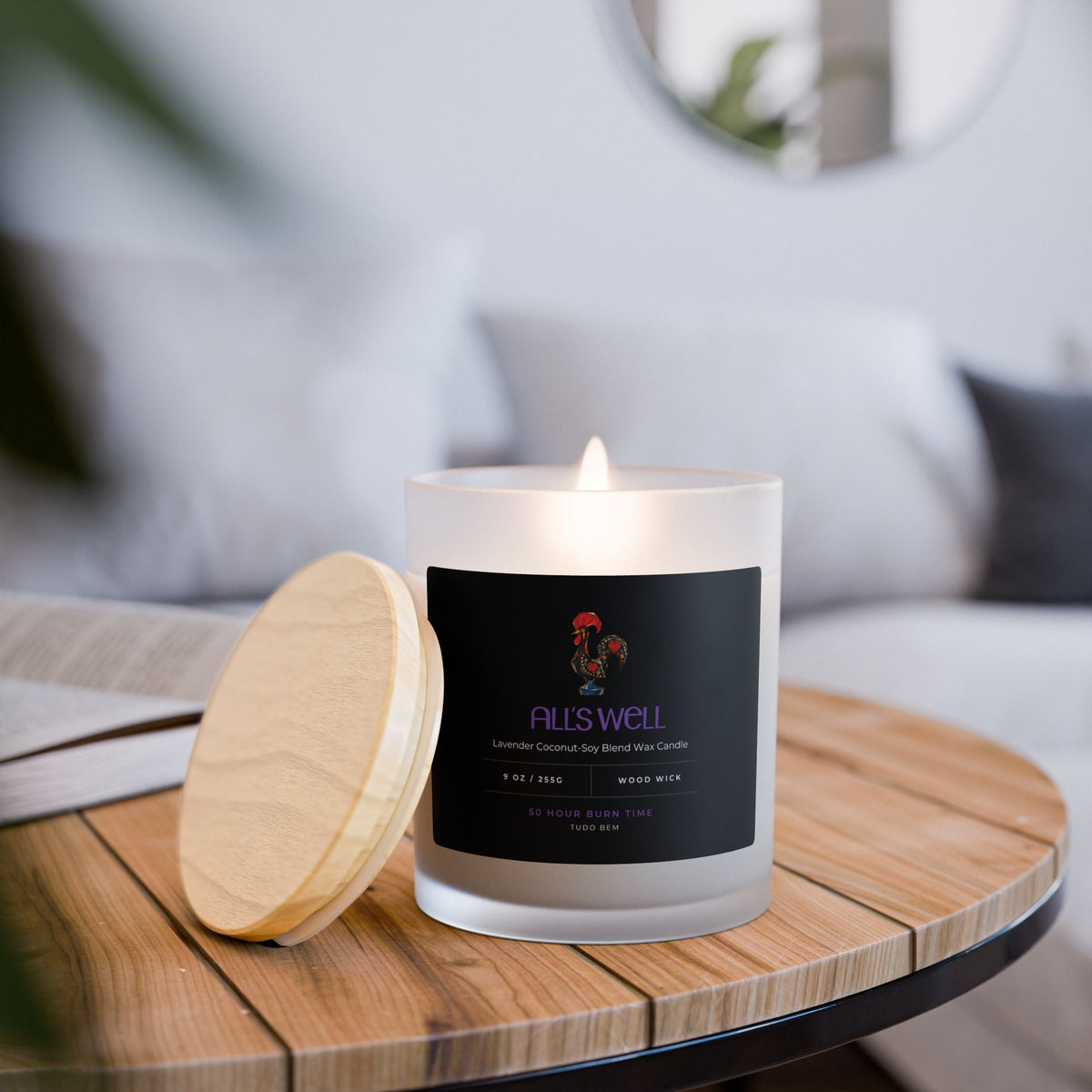Tudo Bem Premium Wood Wick Candle - Hand Poured Coconut-Soy Wax